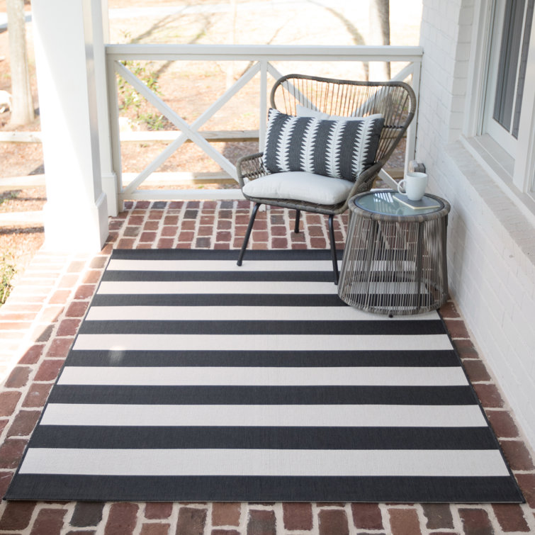 Zipcode Design Cecil Stripes Flatweave Black/White Rug & Reviews